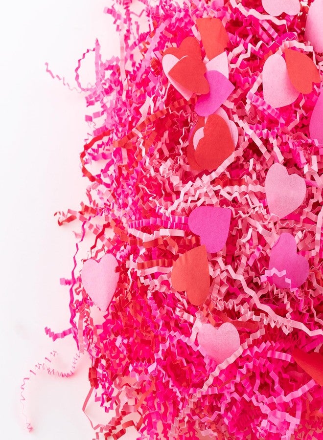 CIPOWM 16oz Valentine's Day Crinkle Cut Paper Shred, 3 Colors Red Pink Raffia Paper Shred Filler with Heart Confetti Shredded Paper Grass for Gift Wrapping Craft DIY Gift Bag Box Filling Party Supply - Image 3
